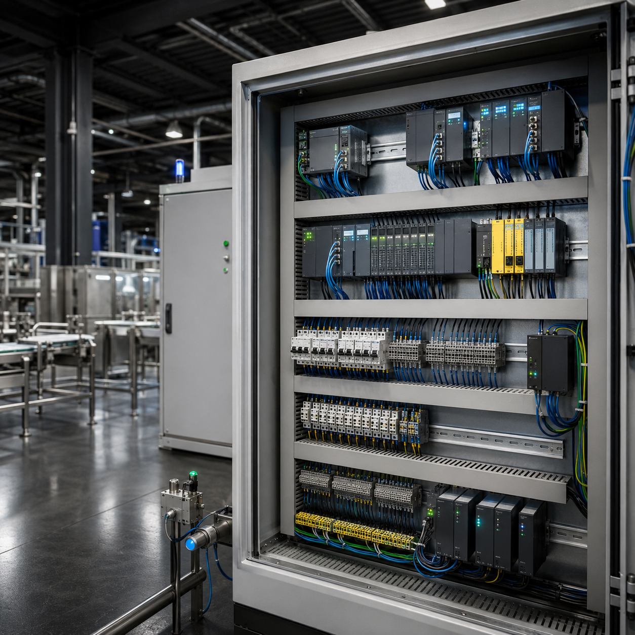 Modern PLC automation control cabinet